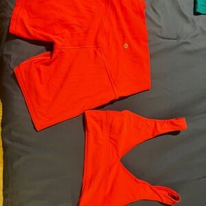 Lulu lemon lipstick pink Bra and Shorts Set